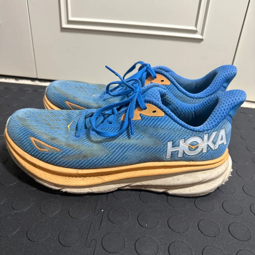 Hoka One One Clifton 9 Mens Running Shoes Blue Orange Size 10.5 D